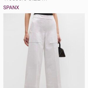 SPANX On The Go CROPPED Wide Leg White Cotton Trousers   SIZE M